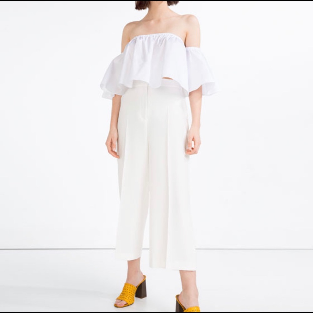 Zara blue off the shoulder top size small